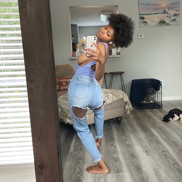 Baby Blue Super Distressed Boyfriend Jeans - Picture 1 of 11